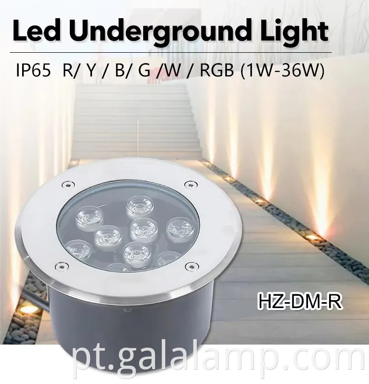 Iluminação LED subterrânea RGB colorida com controle remoto